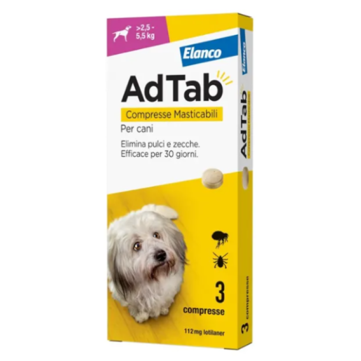 ADTAB ANTIPARASSITARIO PER CANI 3CPR 112MG 2,5-5,5KG
