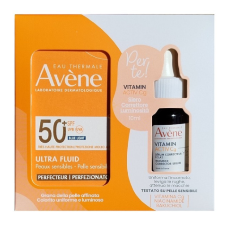 Avene solare ultra fluid perf spf50+ 50 ml + vitamin activ cg siero 10 ml