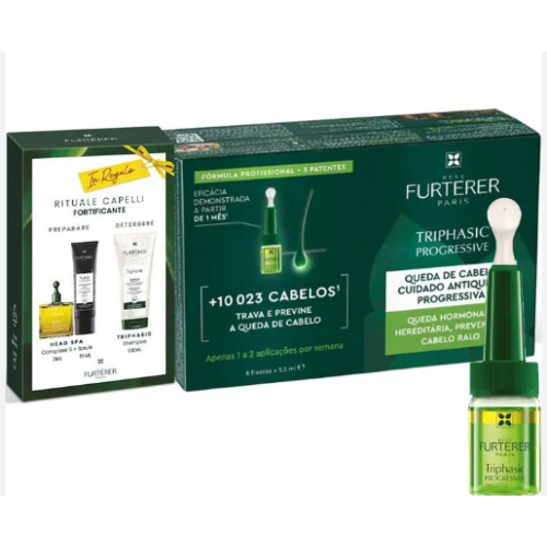 René Furterer Triphasic - Progressive Trattamento contro la Caduta Progressiva 8 Fiale + Rituale Capelli Fortificante