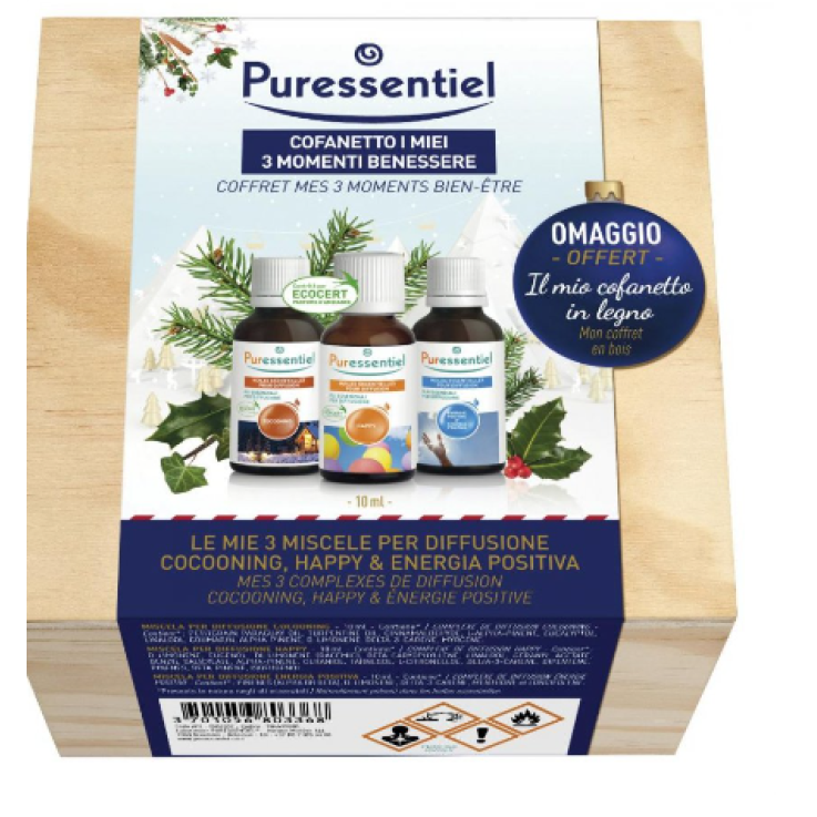 COFANETTO REGALO I MIEI 3 MOMENTI DI BENESSERE &ndash; 3 MISCELE PER DIFFUSIONE, OLI ESSENZIALI PER L'AMBIENTE- PURESSENTIEL