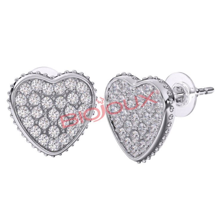BJT256 ORECCHINI HEART PAVE SS