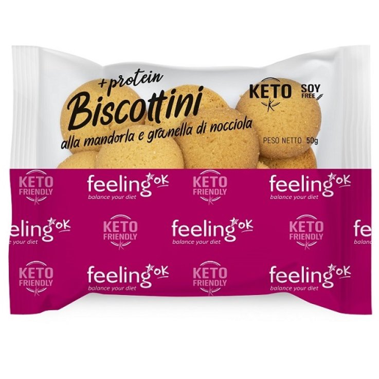 FEELING OK +Protein Biscottini alla Mandorla e Granella di Nocciola 50 g
