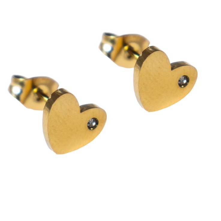 CDL ORECCHINI CUORE STRASS ORO